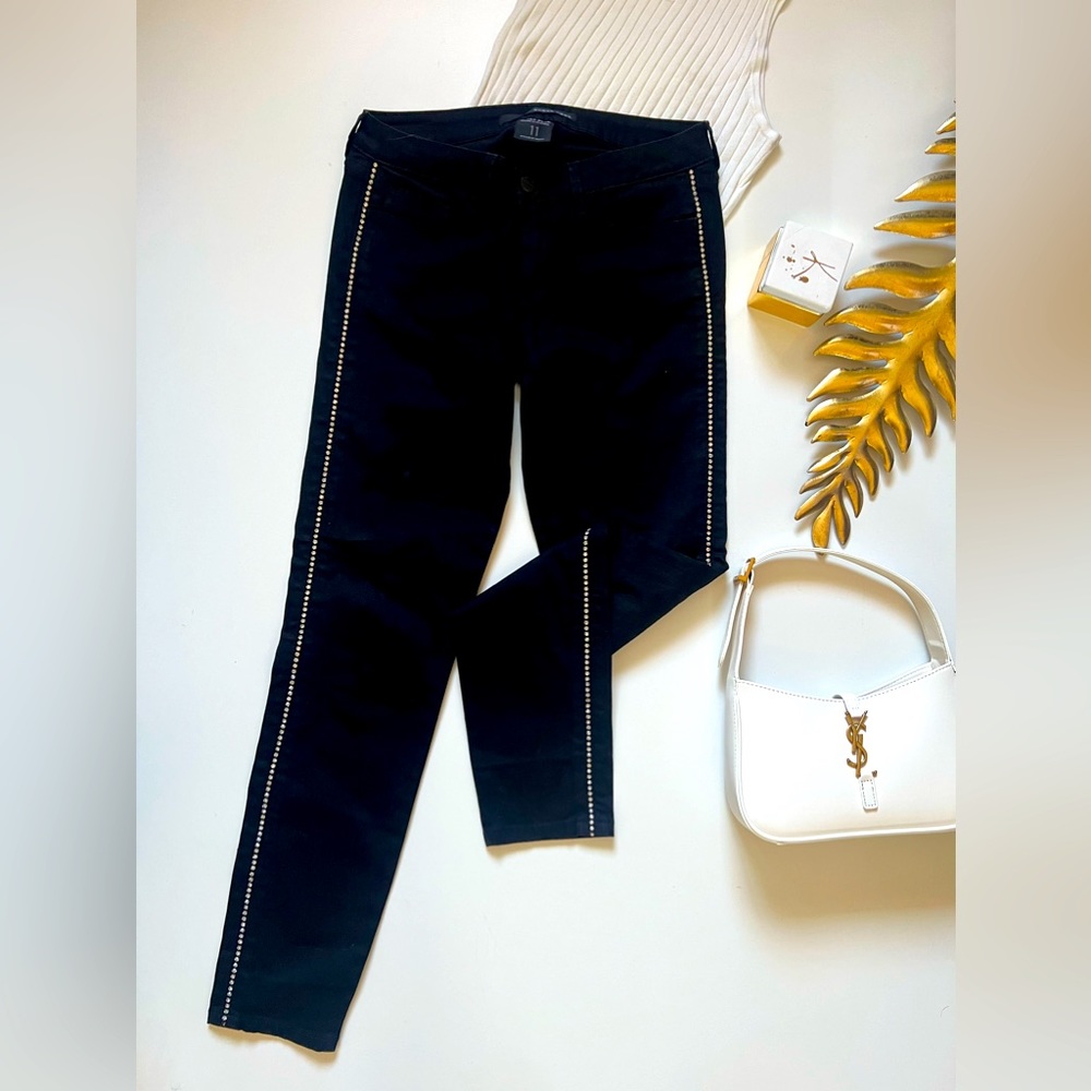 Black Jeans  imitation diamond chain